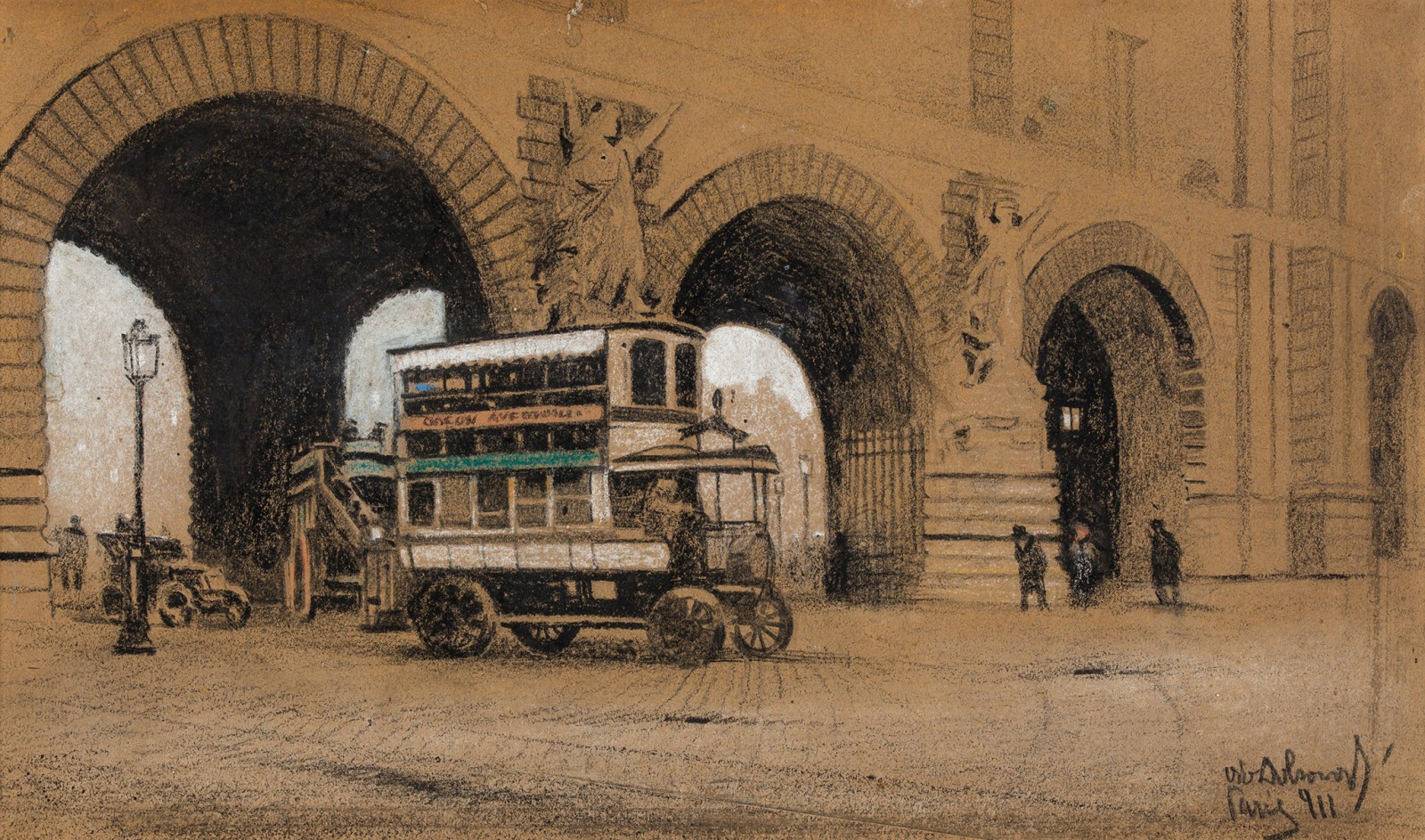"Wjazd do Luwru od strony Pont du Carrousel"