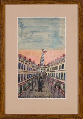 "Nikifor w drodze do pracy w Krynicy"