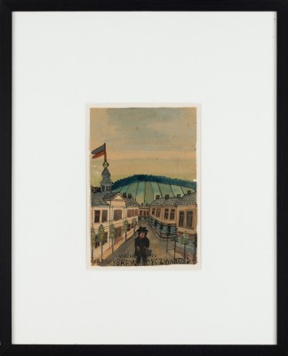 "Nikifor w drodze do pracy przed urzędem"