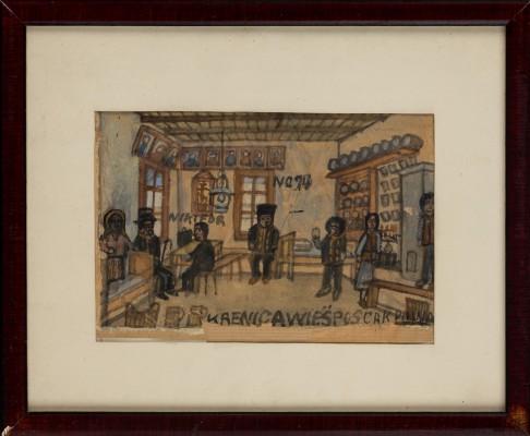 "Nikifor malujący w gościnie u prawosławnej rodziny"