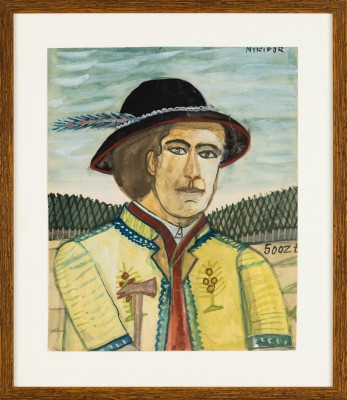 "Portret krynickiego kuracjusza w stroju góralskim"