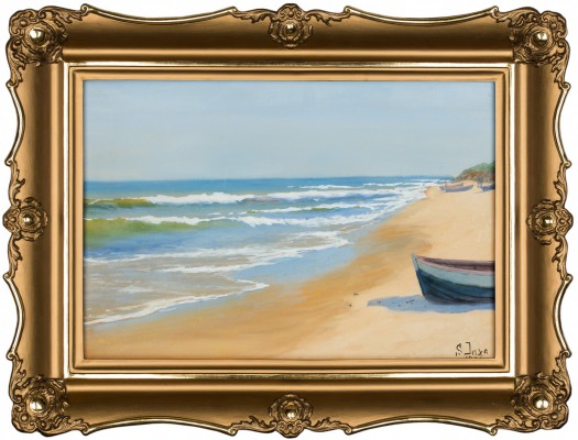 "Brzeg morski z łodziami"