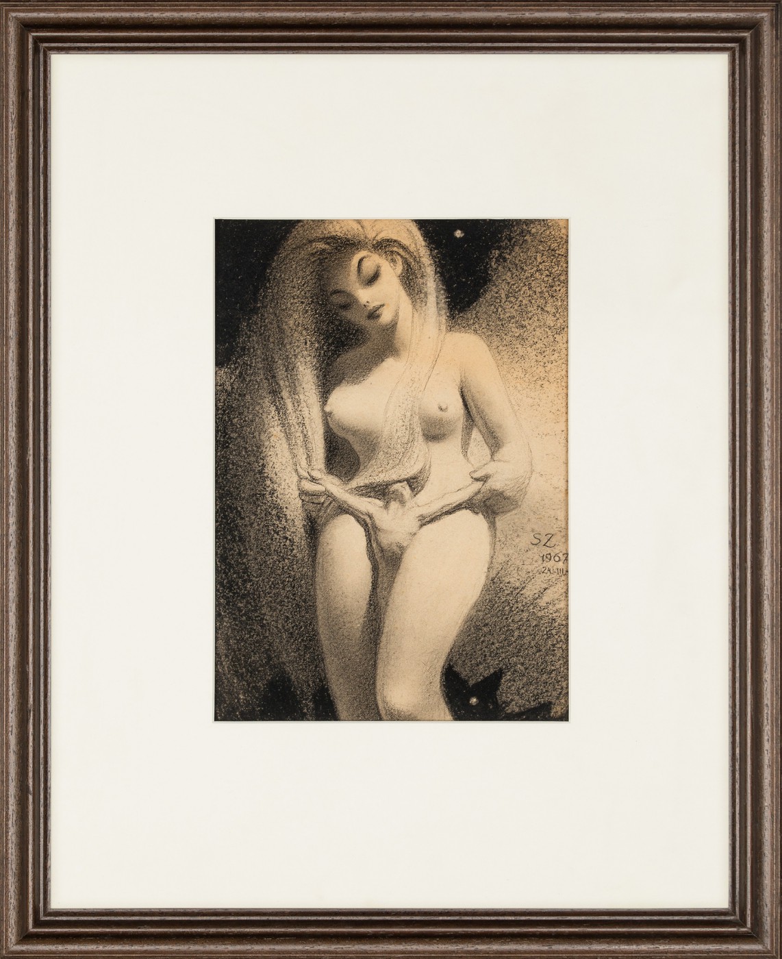 "Akt kobiety z mężczyzną na łonie"