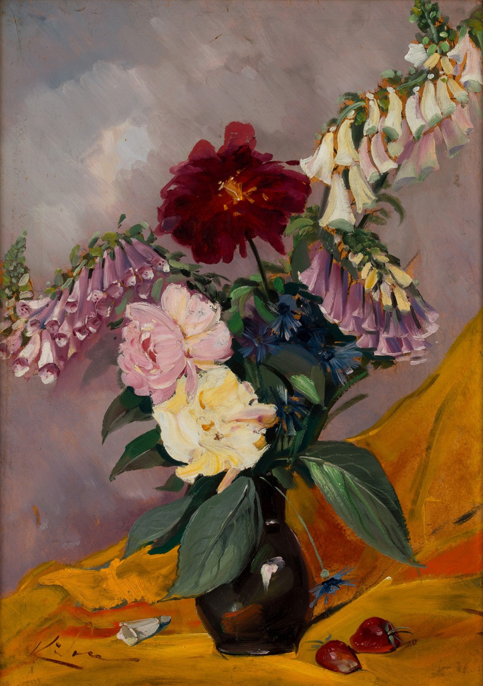 "Bukiet piwonii i naparstnic"